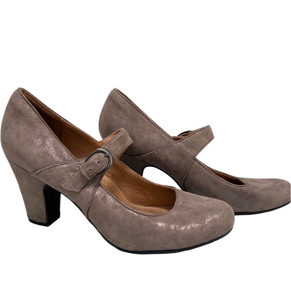 SÖFFT • Metallic Gray Miranda Mary Jane Leather Pump Heels - Picture 6 of 11